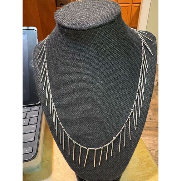 Necklace, Matte Silver Chain with Dangles, NEW, 20”, Handmade - Picture 1 of 3